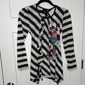 NWT Black & White Striped Glitter Shopper Tunic with Butterfly Nevklace
